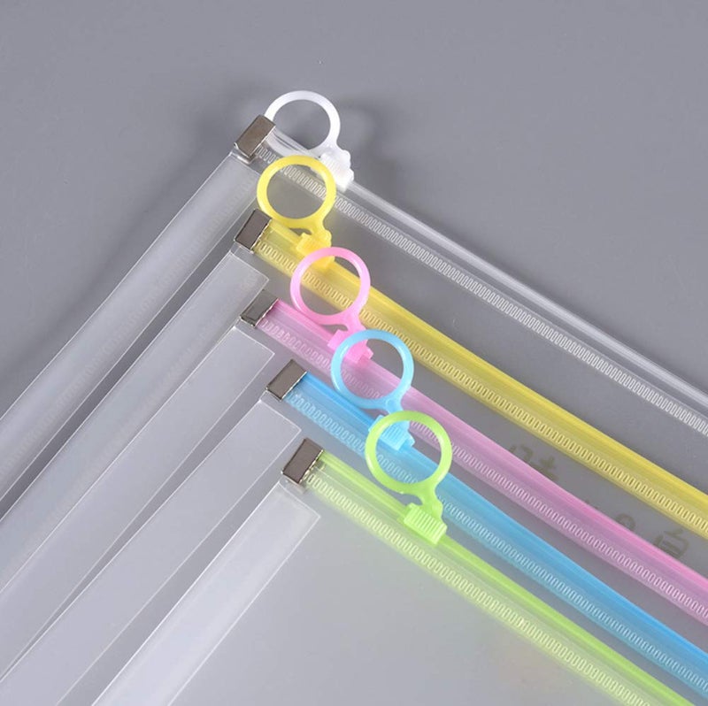 Qaxlry 5Packs 9 3/4 x 13 Clear Plastic Zip Envelopes Letter File Document Paper Folder Case Assorted Colors - Image 4